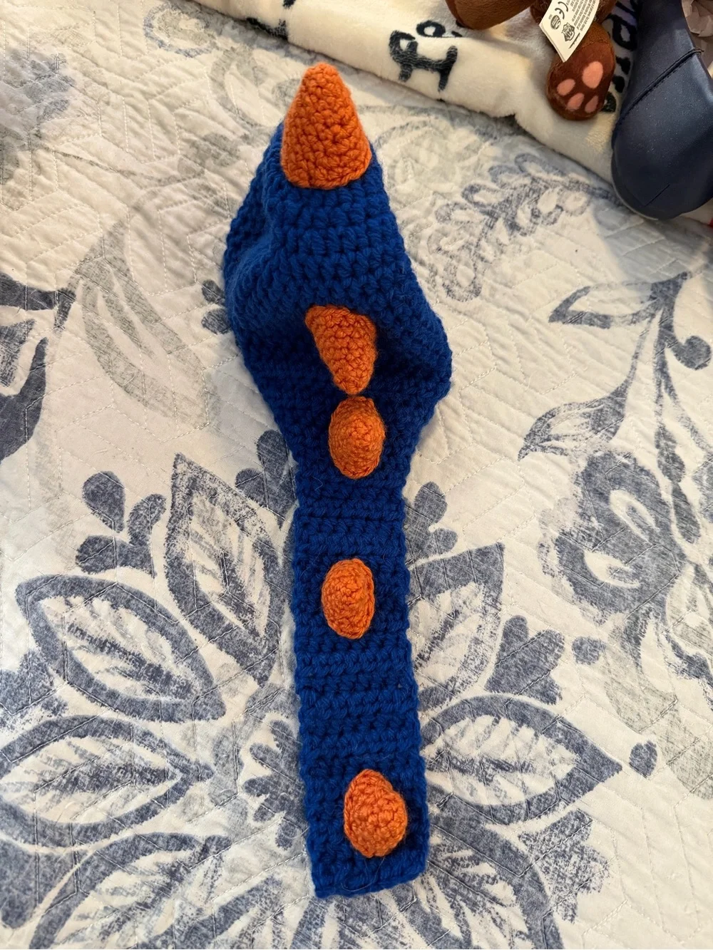 Kids Blue and Orange Dino Crochet Hat - Unbranded